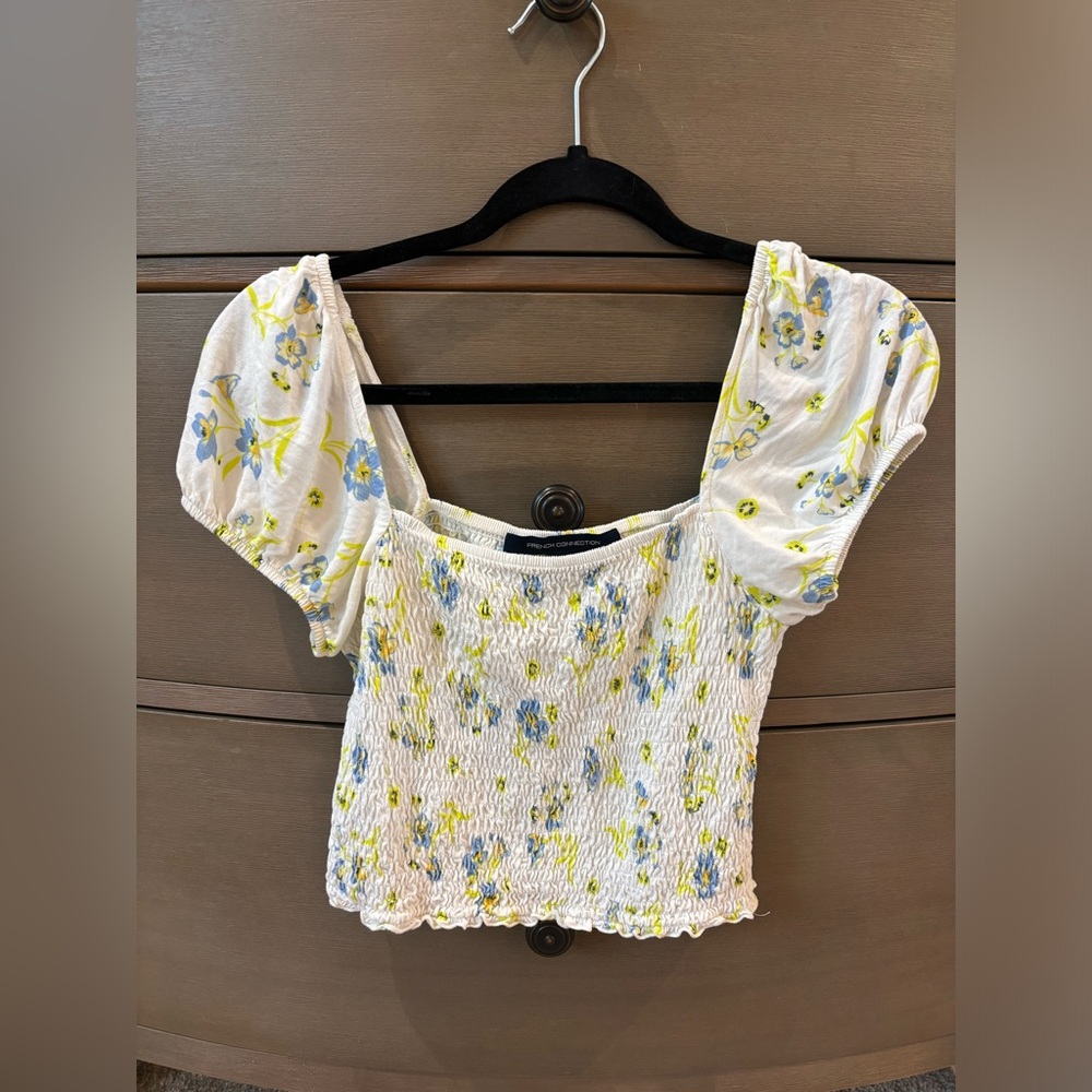 French Connection excellent used condition smocked crop top, size small